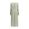 Kristina Ti Foliage-print Button-front Midi Dress