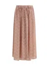 Kristina Ti Foliage-print Button-front Midi Skirt In Pink