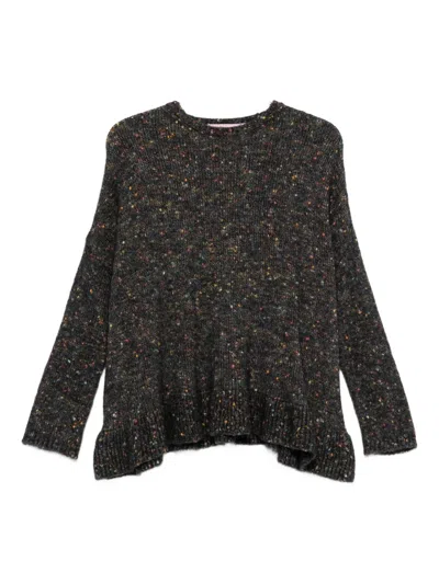 Kristina Ti Speckled Ruffled Sweater In Green