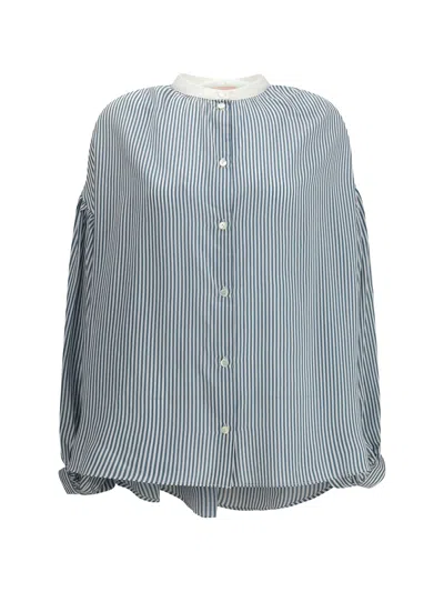 Kristina Ti Striped Shirt With Wide Sleeves In Blue