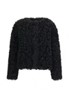 Kristina Ti Plush Curly Polyester Coat In Black