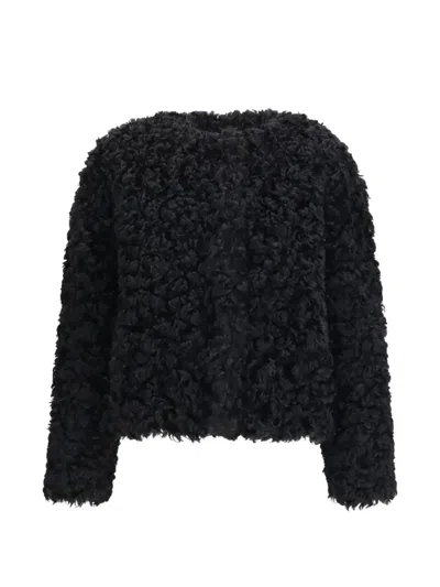 Kristina Ti Textured-finish Coat In Black