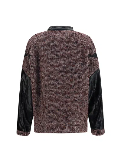 Kristina Ti Virgin Wool Blend With Leather Sleeves Jacket In Brown