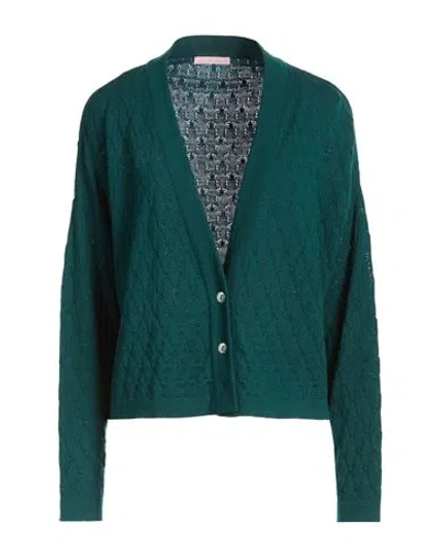 Kristina Ti Woman Cardigan Dark Green Size L Merino Wool
