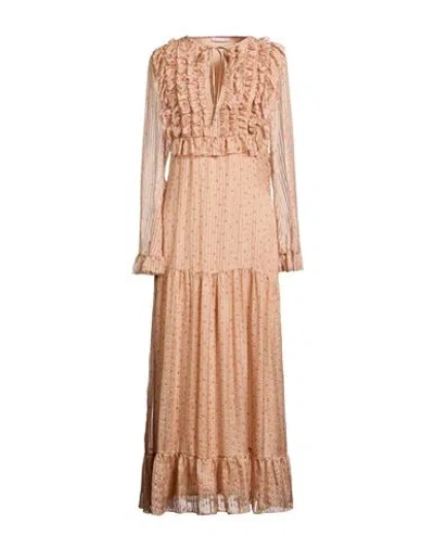 Kristina Ti Woman Maxi Dress Sand Size 6 Silk In Pink