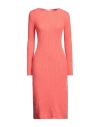 Kristina Ti Woman Midi Dress Coral Size S Acrylic, Alpaca Wool, Polyamide, Wool, Elastane In Red