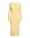 Kristina Ti Woman Midi Dress Yellow Size M Acrylic, Alpaca Wool, Polyamide, Wool, Elastane In Yellow