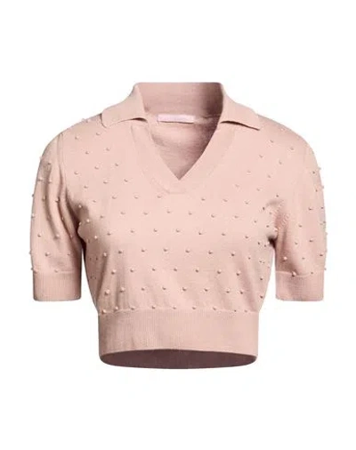 Kristina Ti Woman Sweater Blush Size M Cotton, Recycled Cotton In Pink