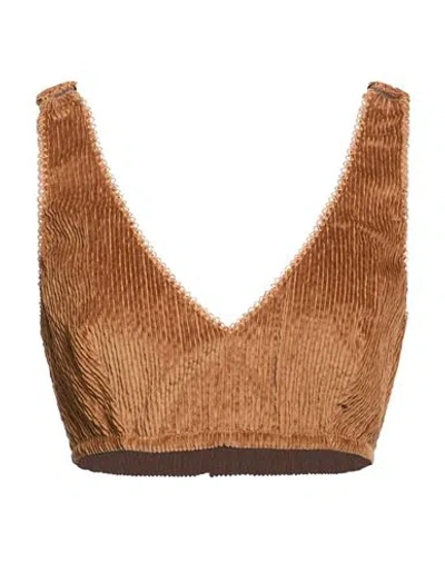 Kristina Ti Woman Top Camel Size 8 Cotton, Modal, Elastane In Brown