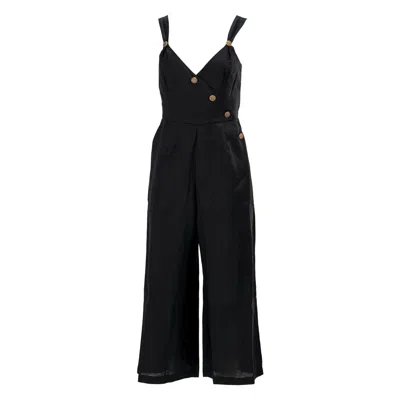 Kristinit Women's Black Linen Jerry Jumpsuit