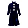 Kristinit Women's Blue Daisy Velvet Mini Dress In Blue