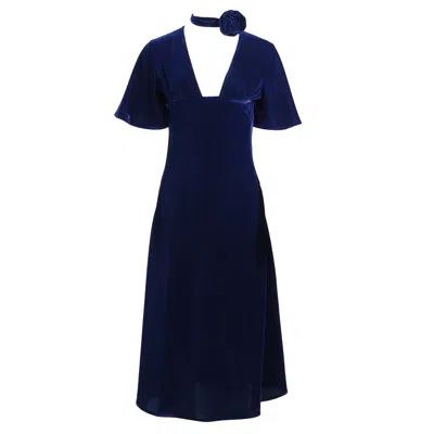 Kristinit Women's Blue Navy Velvet Anais Dress