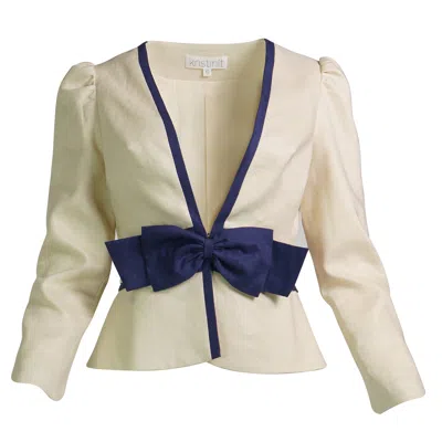 Kristinit Women's Blue / Neutrals Cream Linen Anais Jacket