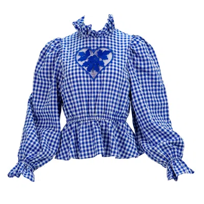 Kristinit Women's Blue Sirsna Top Gingham