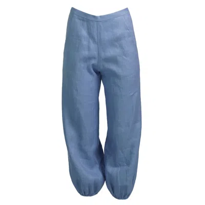 Kristinit Women's Cornflower Linen Blue Bel Age Pants