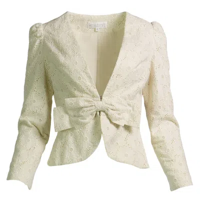 Kristinit Women's Neutrals Cream Eyelet Anais Jacket In White