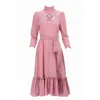 Kristinit Women's Pink / Purple Long Sleeve Blush Heart "sirsna" Dress In Pink/purple
