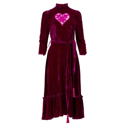 Kristinit Women's Pink / Purple Velvet Magenta Sirsna Dress In Pink/purple