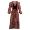 Kristinit Women's Red Antique Floral Sofija Dress In Brown