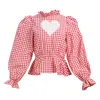 Kristinit Women's Red Gingham Heart Top In Red