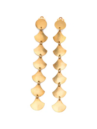 Pre-owned Krizia 1970s Drop Clip-on Earrings In Gold