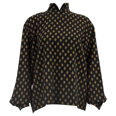 Pre-owned Krizia 1970s  Wool Paisley Blouse In Black