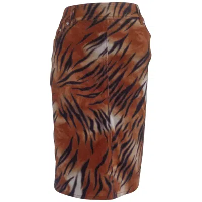 Pre-owned Krizia 1980s Vintage Multicoloured Cotton Skirt Size 44 Women's Italy In Brown