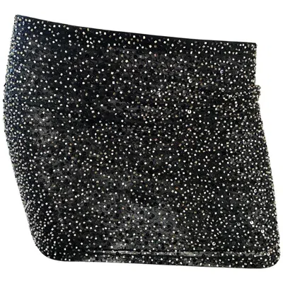 Pre-owned Krizia 1990s  Black + Brown + Silver Fully Beaded Vintage Mini Skirt Or Tube Top
