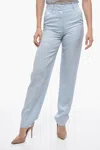 Krizia 3-pocket Flax Blend Pants With Hidden Closure In Blue