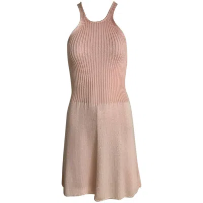 Pre-owned Krizia 90s  Pink Racer Back Mini Knit Dress