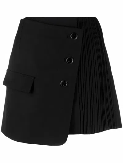 Krizia Asymmetric Button-up Mini Skirt In Black