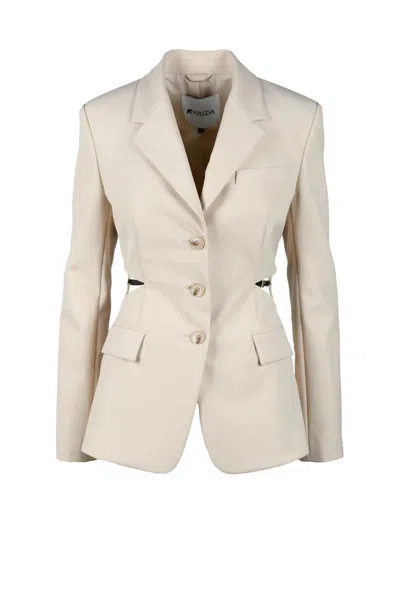 Krizia Beige Tailored Jacket With Structured Shoulders In Neutral