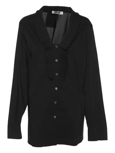 Pre-owned Krizia Ruffle-detail Button-up Shirt In Black