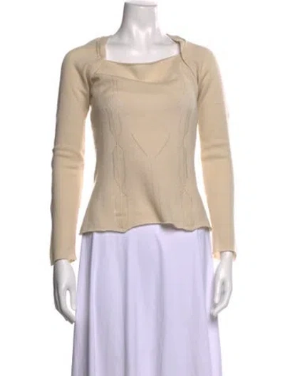 Pre-owned Krizia Cashmere Square Neckline Sweater In Neutral