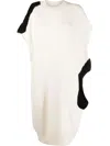 Krizia Colour-block Virgin Wool-cashmere Knitted Dress In 白色