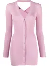 Krizia Viscose Cardigan With Ribbed Pattern In 粉色