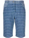 Krizia Frayed-stripe Bermuda Shorts In 蓝色