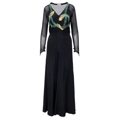 Pre-owned Krizia Glitter Embellished Snake Dress - '70s In Black