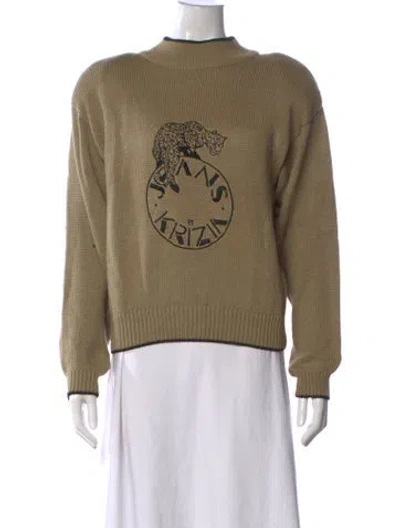 Pre-owned Krizia Graphic Print Mock Neck Sweater In Multi