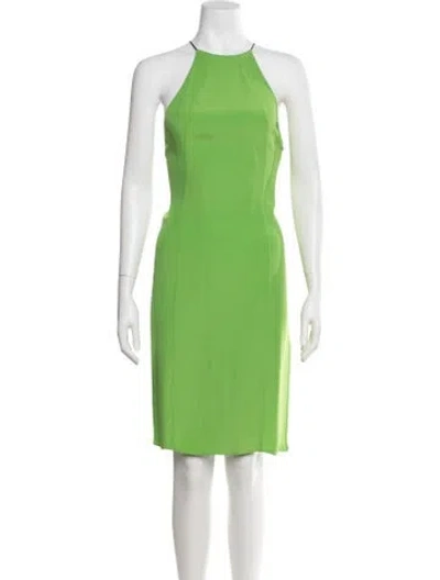 Pre-owned Krizia Halterneck Knee-length Dress In Green