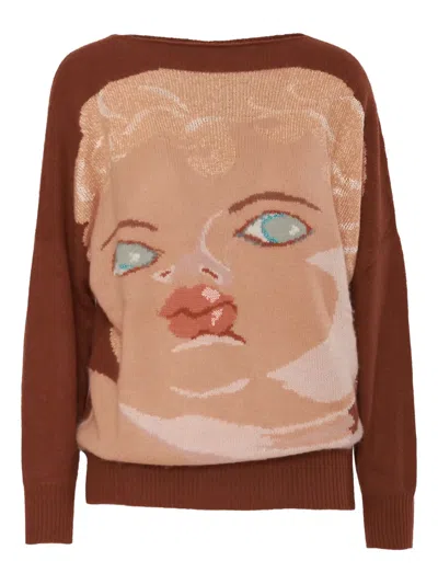 Pre-owned Krizia Intarsia-knit Sweater