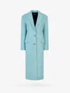 Krizia Jersey Pleated Fabric Coat In Blue