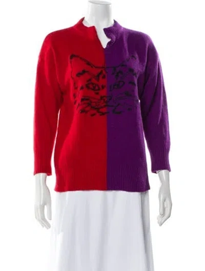 Pre-owned Krizia Lambswool Printed Sweater In Red