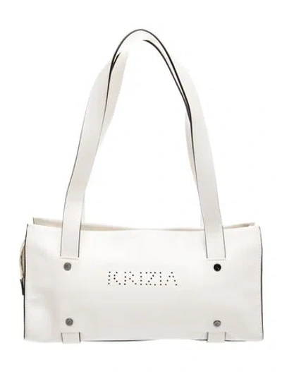 Pre-owned Krizia Leather Shoulder Bag In Neutrals