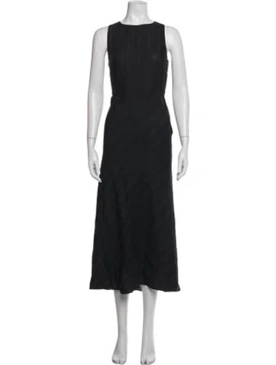 Pre-owned Krizia Linen Long Dress In Black