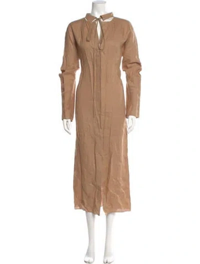Pre-owned Krizia Linen Long Dress In Neutral