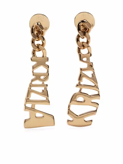 Krizia Logo-embellished Drop Earrings In 金色