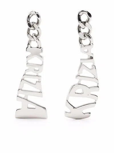 Krizia Logo-emellished Drop Earrings In 银色