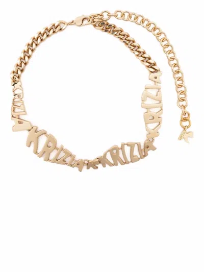Krizia Logo-plaque Choker In 金色