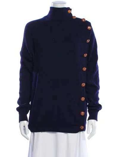 Pre-owned Krizia Mock Neck Sweater In Blue